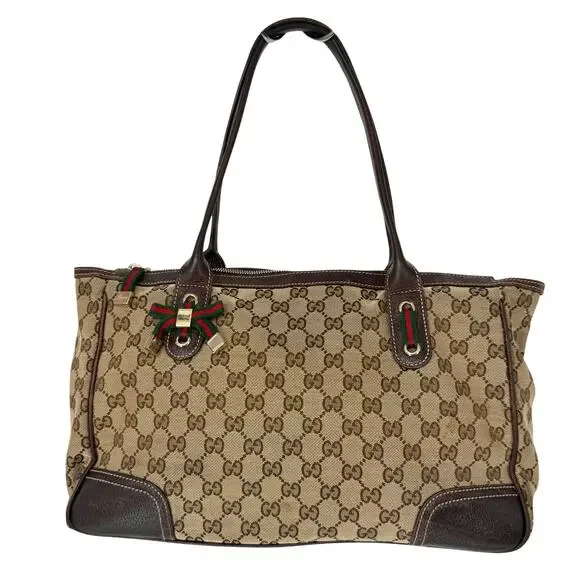 GUCCI Princy Sherry GG Canvas Leather Shoulder Tote Bag Brown Authentic - Picture 4 of 16